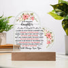 To My Beautiful Daughter – LED Acrylic Heart Plaque