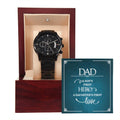 A Son's First Hero - Daughter's First Love - Black Chronograph Watch - Personalized Gift for DAD