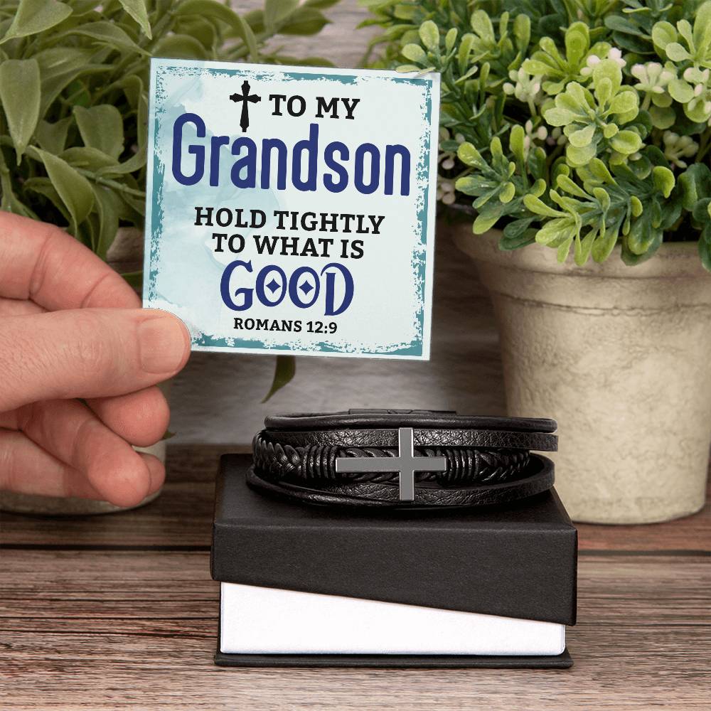 Cross Leather Bracelet for Men – Christian Gift, Inspirational
