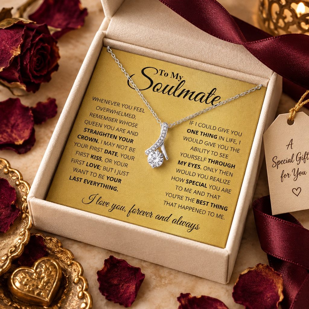 Soulmate Necklace Gift Flatlay